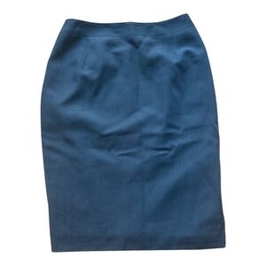 Tahari Petite Womens Blue Wool Blend Pencil Skirt Side zipper Slit  2P